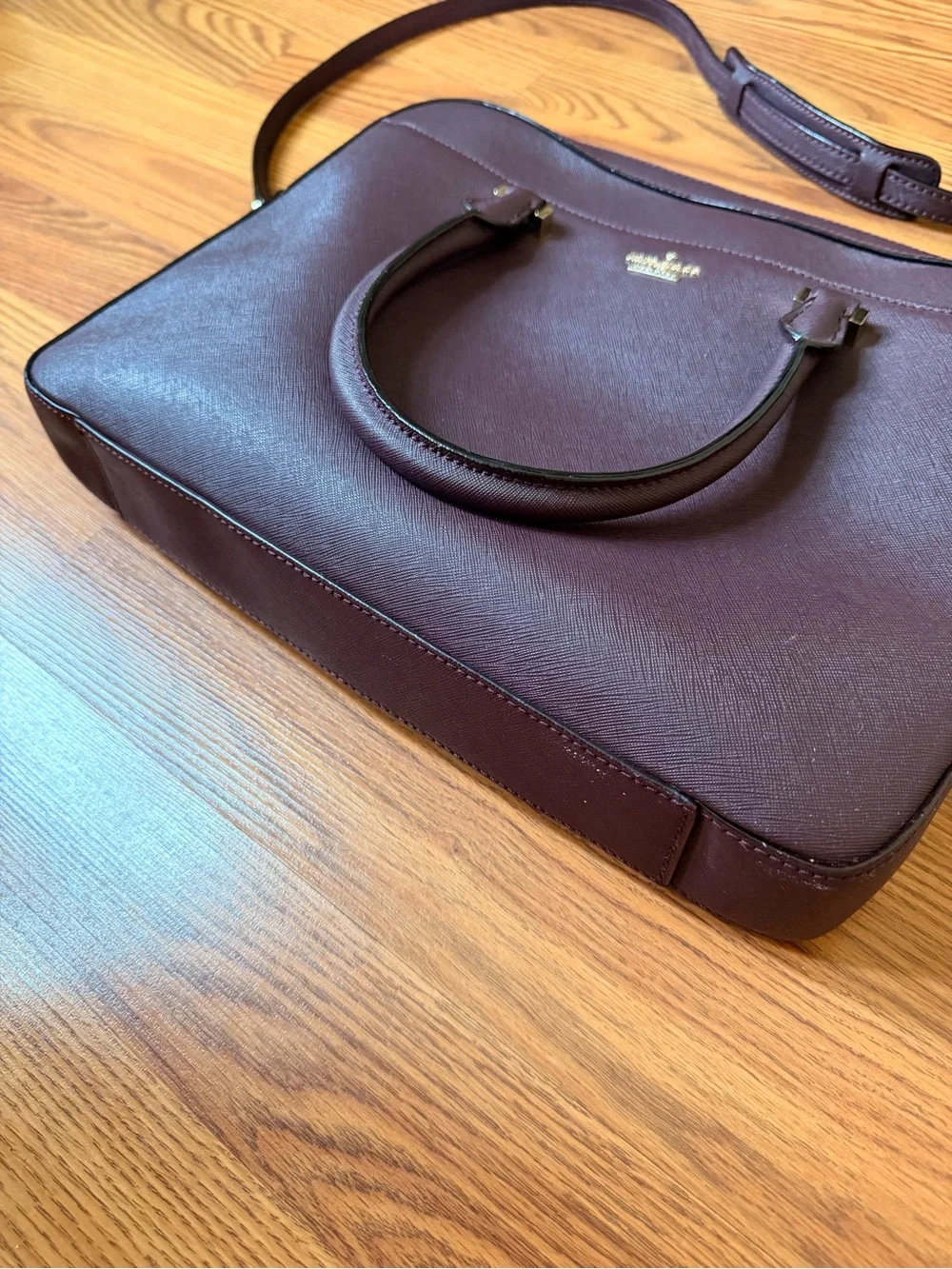 kate spade Plum Saffiano Satchel with Crossbody Strap